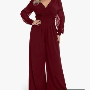 Amazon Deep Red V-Neck Jumpsuit
